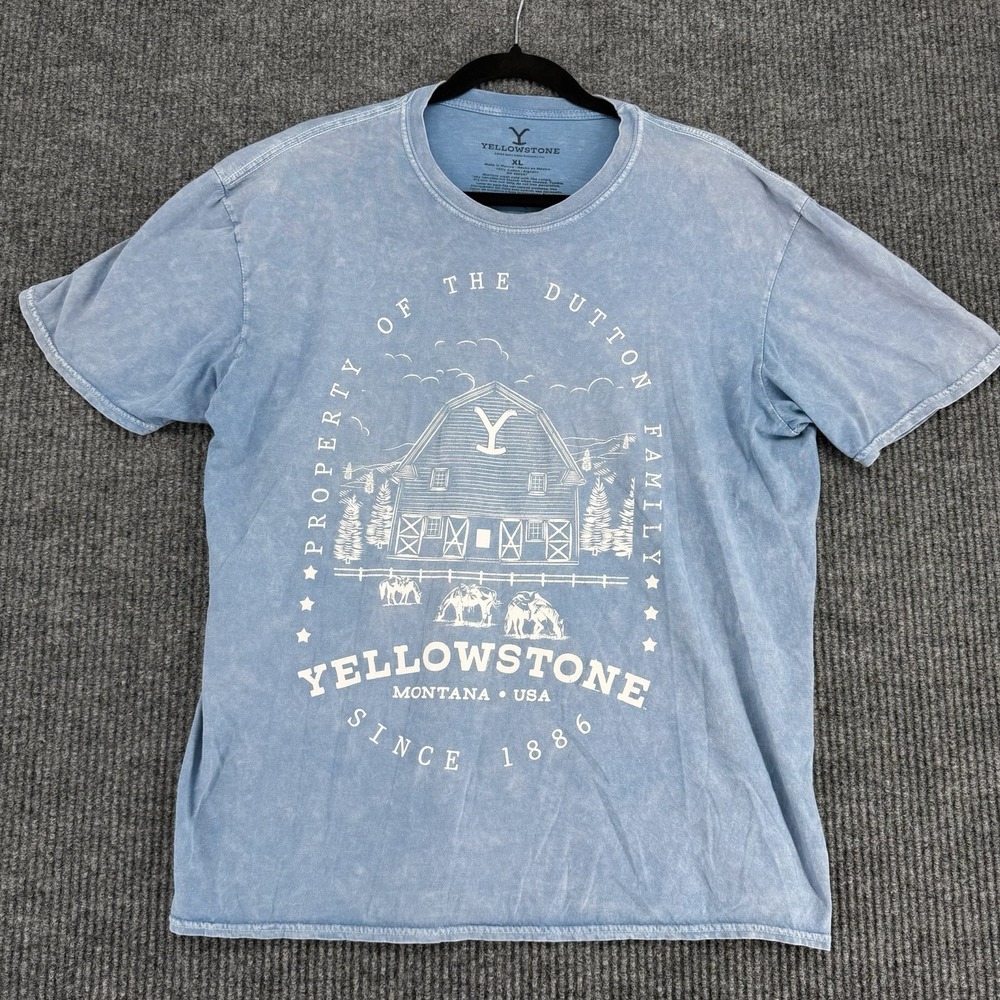 Yellowstone Dutton Ranch Graphic Tee XL Blue Faded Western Cowboy Shirt